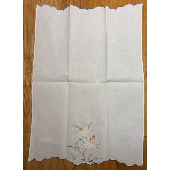 Appliqué Embroidered Floral Cotton Placemats Liners Doilies Set Of 2 Cottagecor - Picture 7 of 12